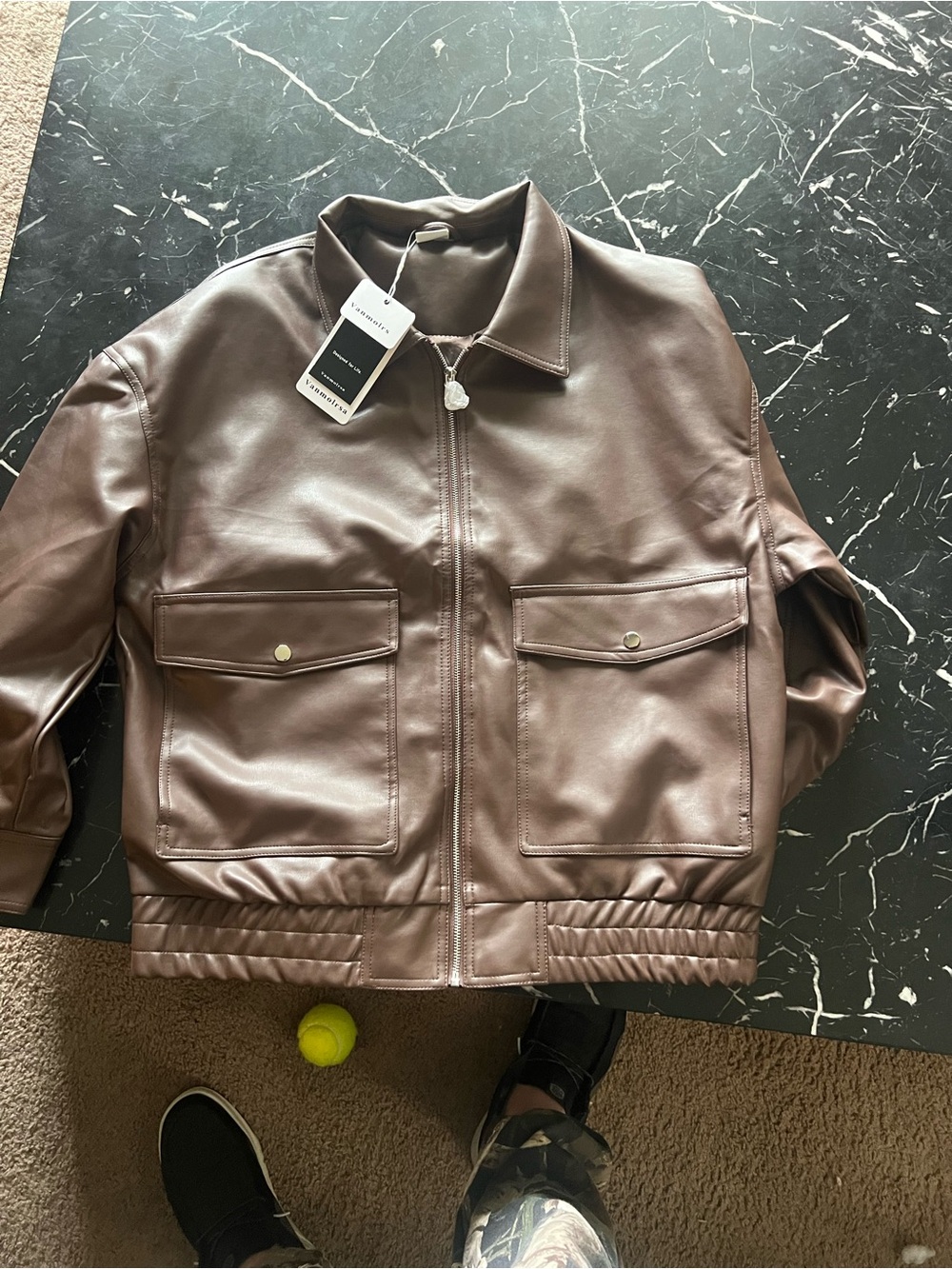 Women’s Brown Leather Field Jacket - Classic Zip Front